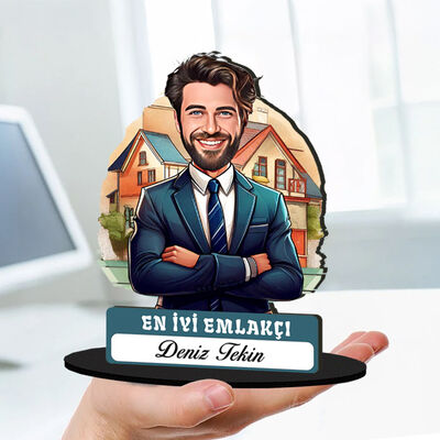 Kişiye Özel Erkek Emlakçıya Hediye Karikatürlü Biblo - 1