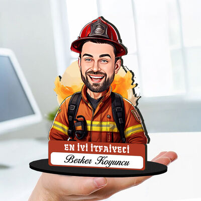 Kişiye Özel Erkek İtfaiyeciye Hediye Karikatürlü Biblo - 1