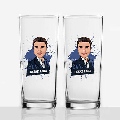 Kişiye Özel Erkek Karikatürlü İkili Rakı Bardağı - 3