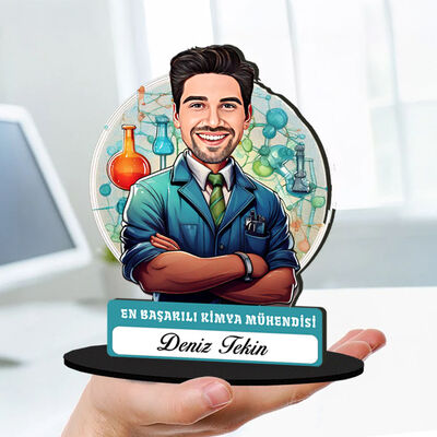 Kişiye Özel Erkek Kimya Mühendisine Hediye Karikatürlü Biblo - 1