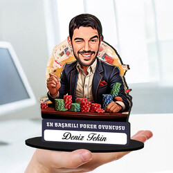 Kişiye Özel Erkek Poker Oyuncusuna Hediye Karikatürlü Biblo