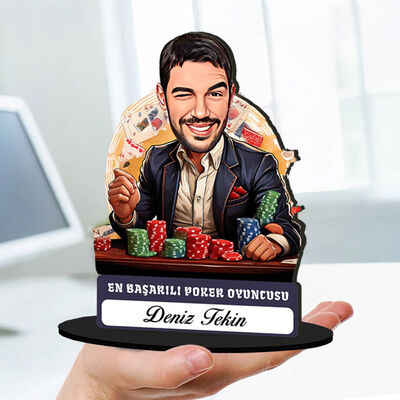 Kişiye Özel Erkek Poker Oyuncusuna Hediye Karikatürlü Biblo - 1