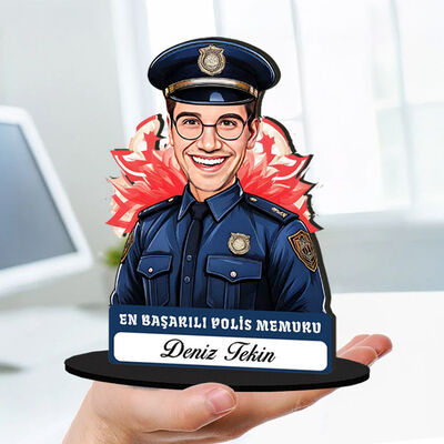 Kişiye Özel Erkek Polis Memuruna Hediye Karikatürlü Biblo - 1