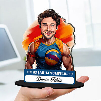 Kişiye Özel Erkek Voleybolcuya Hediye Karikatürlü Biblo - 1