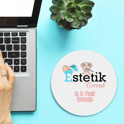 Kişiye Özel Estetik Cerrahları İçin Yuvarlak Mousepad - 1