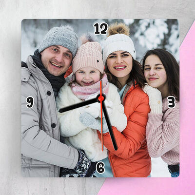 Kişiye Özel Fotoğraflı Kare Duvar Saati - 1