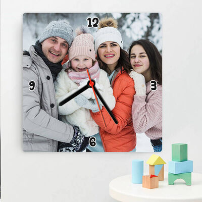Kişiye Özel Fotoğraflı Kare Duvar Saati - 2