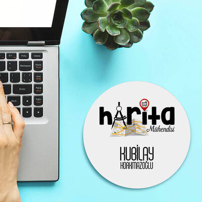 Kişiye Özel Harita Mühendisleri İçin Yuvarlak Mousepad - 1