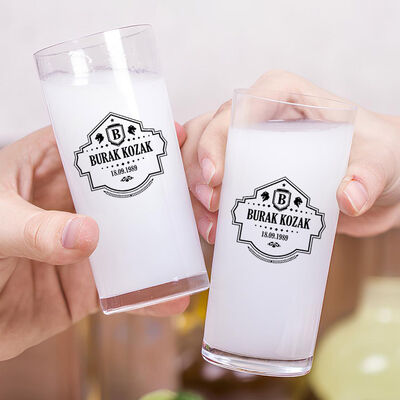 Kişiye Özel Hediyelik Tarihli İkili Rakı Bardağı - 2
