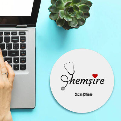 Kişiye Özel Hemşire Temalı Yuvarlak Mousepad - 1