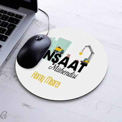 Kişiye Özel İnşaat Mühendisleri İçin Yuvarlak Mousepad - 1