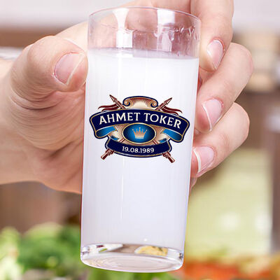 Kişiye Özel İsimli ve Tarihli Renkli İkili Rakı Bardağı Seti - 3