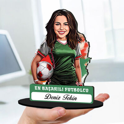 Kişiye Özel Kadın Futbolcuya Hediye Karikatürlü Biblo - 1