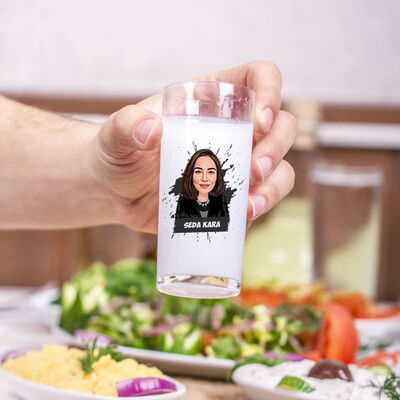 Kişiye Özel Kadın Karikatürlü İkili Rakı Bardağı - 2