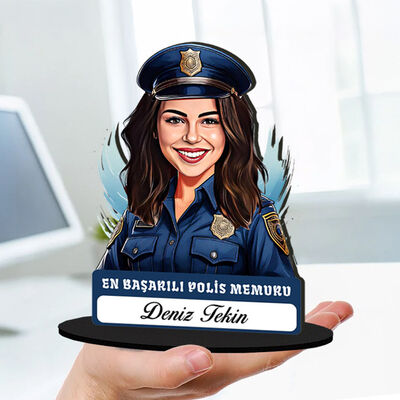 Kişiye Özel Kadın Polis Memuruna Hediye Karikatürlü Biblo - 1