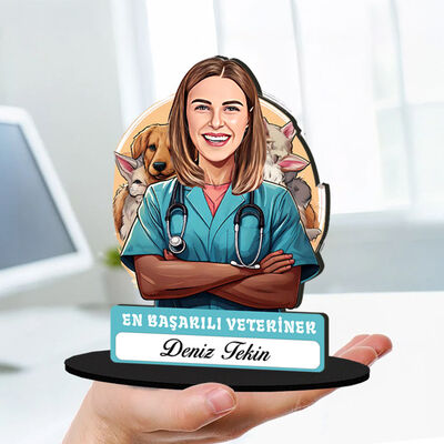 Kişiye Özel Kadın Veterinere Hediye Karikatürlü Biblo - 1