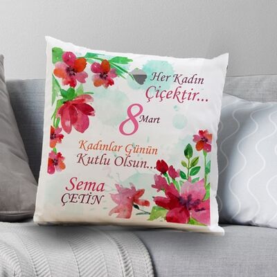 Kişiye Özel Kadınlar Çiçektir Yastık - 1