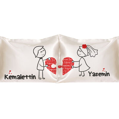 Kişiye Özel Kalplerimiz Birleşsin 2'li Yastık - 1