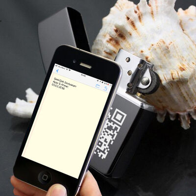 Kişiye Özel Kare Kod Metal Siyah Çakmak - 4