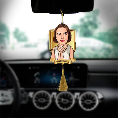 Kişiye Özel Karikatürlü Kadına Hediye Araba Süsü - 1