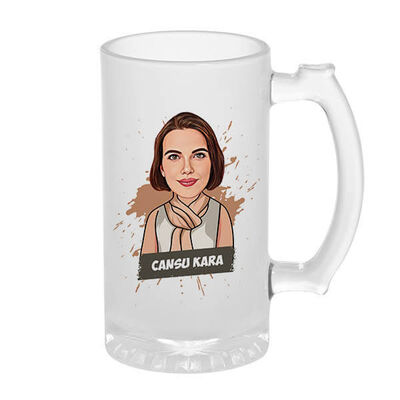 Kişiye Özel Karikatürlü Kadına Hediye Bira Bardağı - 1