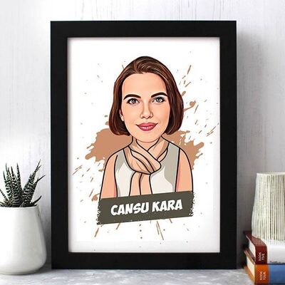 Kişiye Özel Karikatürlü Kadına Hediye Çerçeve - 1