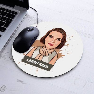 Kişiye Özel Karikatürlü Kadına Hediye Mousepad - 1
