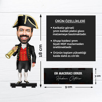Kişiye Özel Kaşif Erkek Karikatürlü Biblo - 6