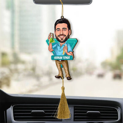 Kişiye Özel Kimyager Karikatürlü Araba Süsü - 1