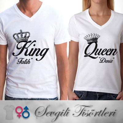 Kişiye Özel King And Queen Tişörtü - 1