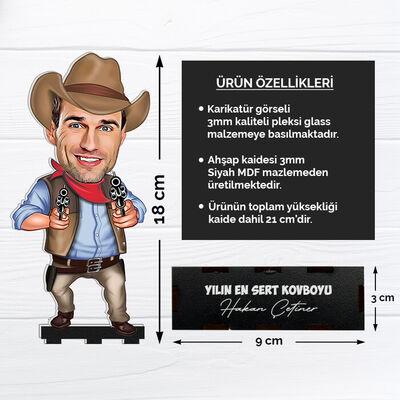 Kişiye Özel Kovboy Karikatürlü Masa Biblosu - 5