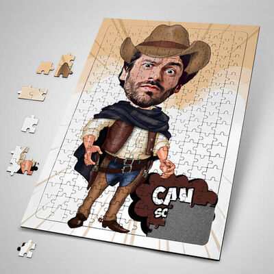 Kişiye Özel Kovboy Karikatürlü Puzzle - 1