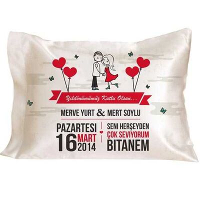 Kişiye Özel Mutlu Çiftler Yıldönümü Yastık - 1