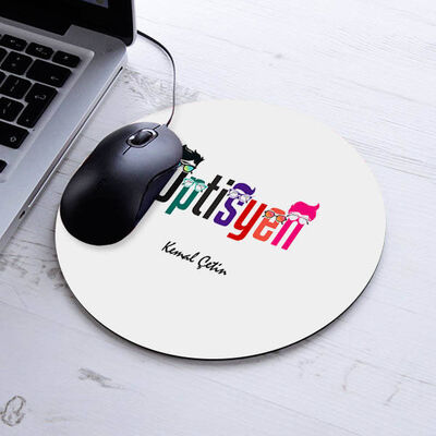 Kişiye Özel Optisyen Temalı Yuvarlak Mousepad - 1