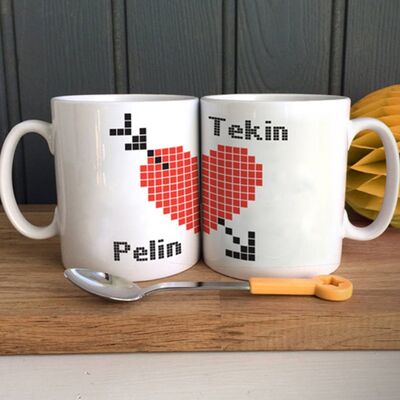 Kişiye Özel Piksel Aşk Oku Kupa Bardak - 1