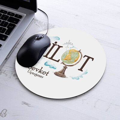Kişiye Özel Pilot Temalı Yuvarlak Mousepad - 1