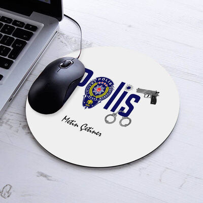 Kişiye Özel Polis Temalı Yuvarlak Mousepad - 1