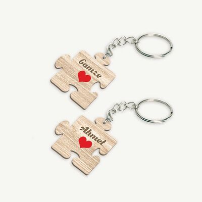 Kişiye Özel Puzzle Parçalı 2li Anahtarlık - 3