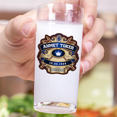 Kişiye Özel Renkli isim ve Tarihli İkili Rakı Bardağı Seti - 3