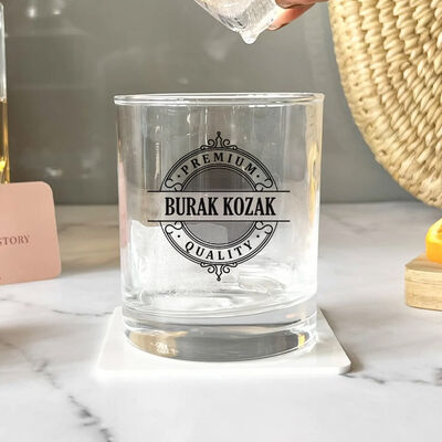 Kişiye Özel Şık Gravür Desenli Cam Viski Bardağı - 2