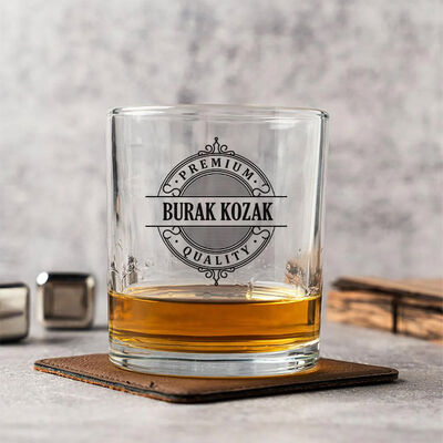 Kişiye Özel Şık Gravür Desenli Cam Viski Bardağı - 1