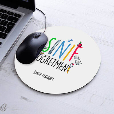 Kişiye Özel Sınıf Öğretmeni Temalı Yuvarlak Mousepad - 1
