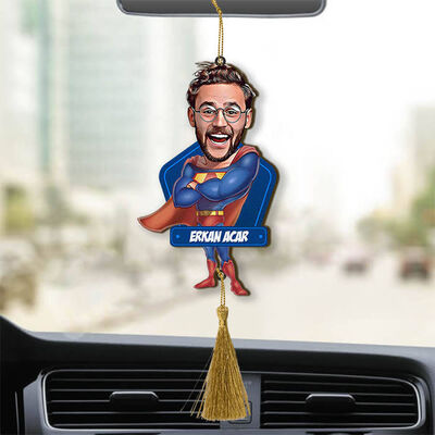 Kişiye Özel Süper Adam Karikatürlü Araba Süsü - 1