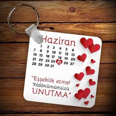 Kişiye Özel Tarih ve Foto Baskılı Anahtarlık - 1