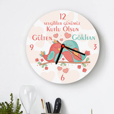 Kişiye Özel Tatlı Aşıklar Duvar Saati - 1