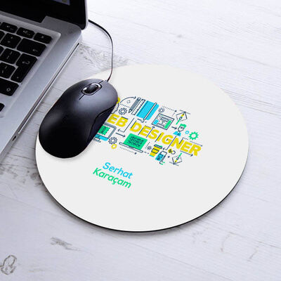 Kişiye Özel Web Designer Temalı Yuvarlak Mousepad - 1