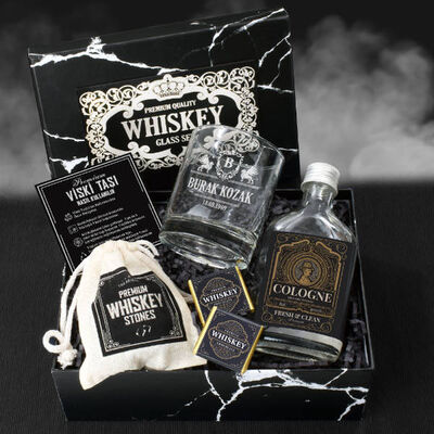 Kişiye Özel Whiskey Set ve Cologne Hediye Kutusu - 1
