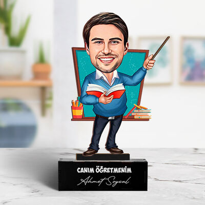 Kişiye Özel Yakışıklı Hocam Karikatürlü Biblo - 1