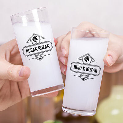 Kişiye Özel Yaş Günü Tarihli İkili Rakı Bardağı - 2