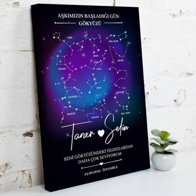 Kişiye Özel Yıldız Haritası Kanvas Tablo - 2
